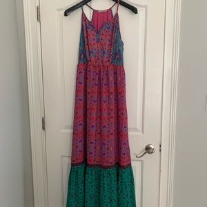 NWT Halter Pink/Blue/Green/Yellow Maxi Dress SZ 6